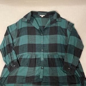 Flannel peplum button up